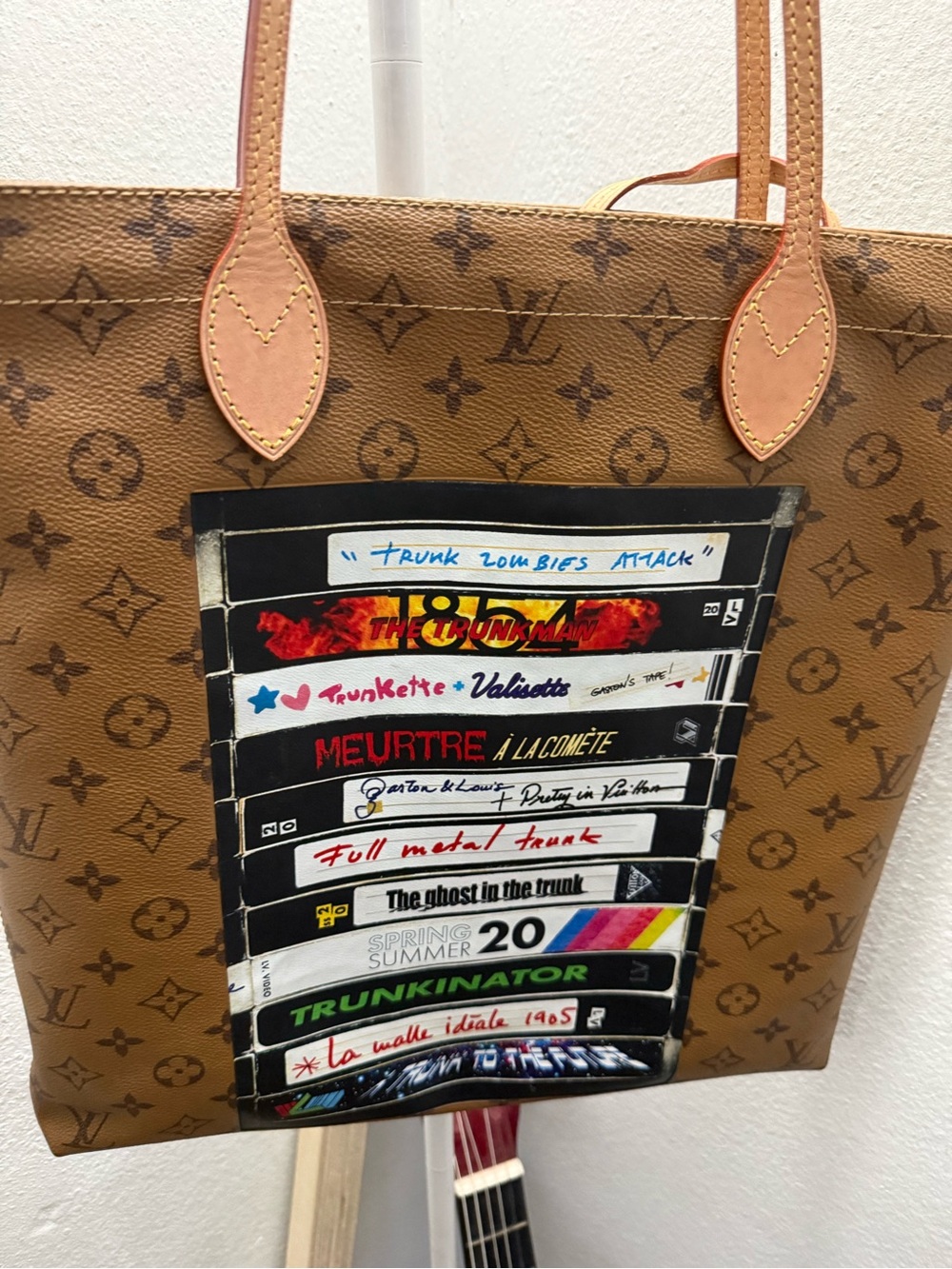 Louis Vuitton Brown Monogram Tote with Colorful Cassette Patch